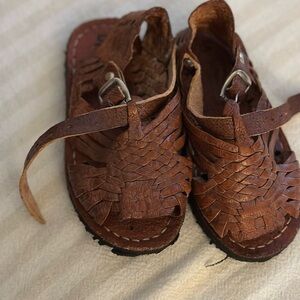Brown Leather Kids Sandals
